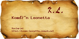 Komán Leonetta névjegykártya